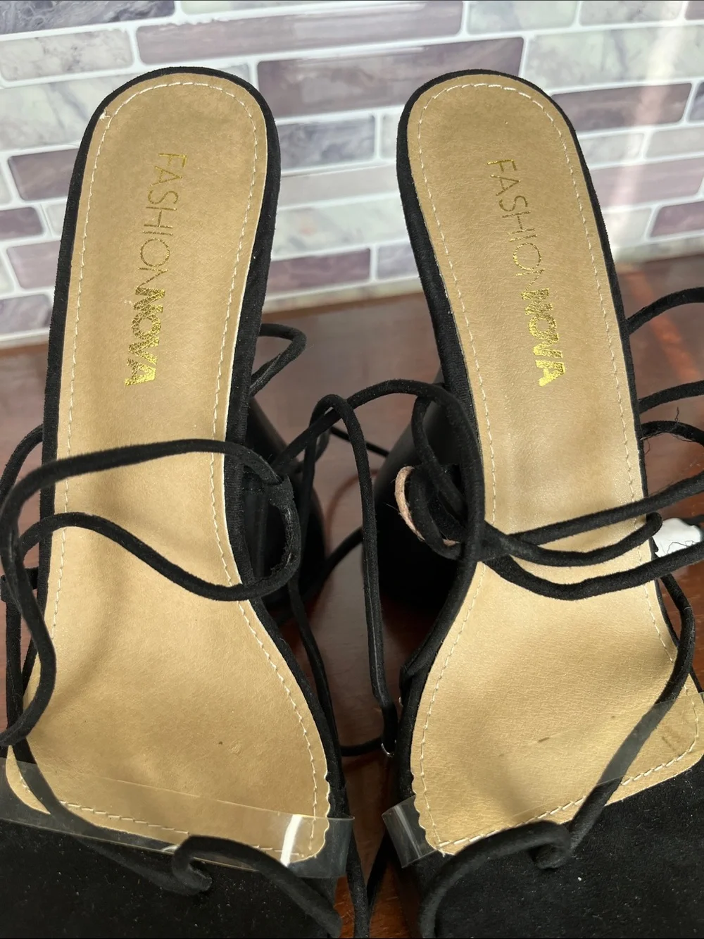 Fashion Nova Sweet Tooth Black Platform Lace-Up High Heel Sandals
